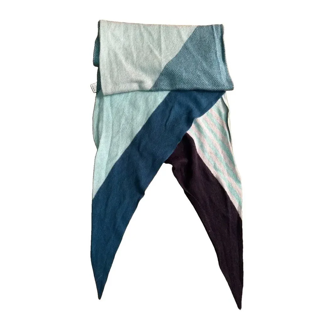 Smartwool Snowline Point Stripe Scarf deep marlin Blue Long Merino Wool Blend